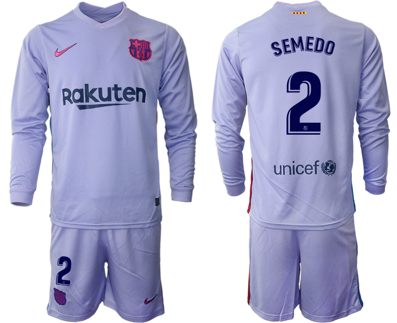 Men 2021-2022 Club Barcelona Second away purple Long Sleeve #2 Soccer Jersey->barcelona jersey->Soccer Club Jersey